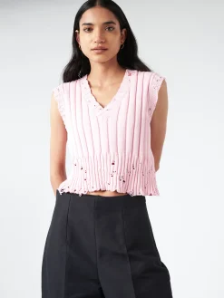Marni - V Neck Sweater Vest in Pink Gummy