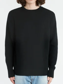 Merz b. Schwanen - Ribbed Merino Crewneck in Black