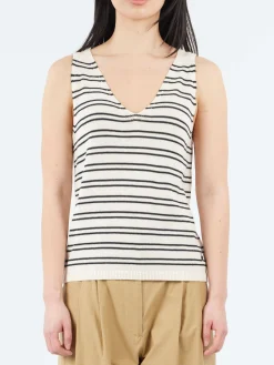 Merz b. Schwanen - WKTOP02 Knit Top in Nature and Dark Navy