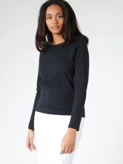 Merz b. Schwanen - Women's Relaxed Longsleeve T-Shirt in Deep Black