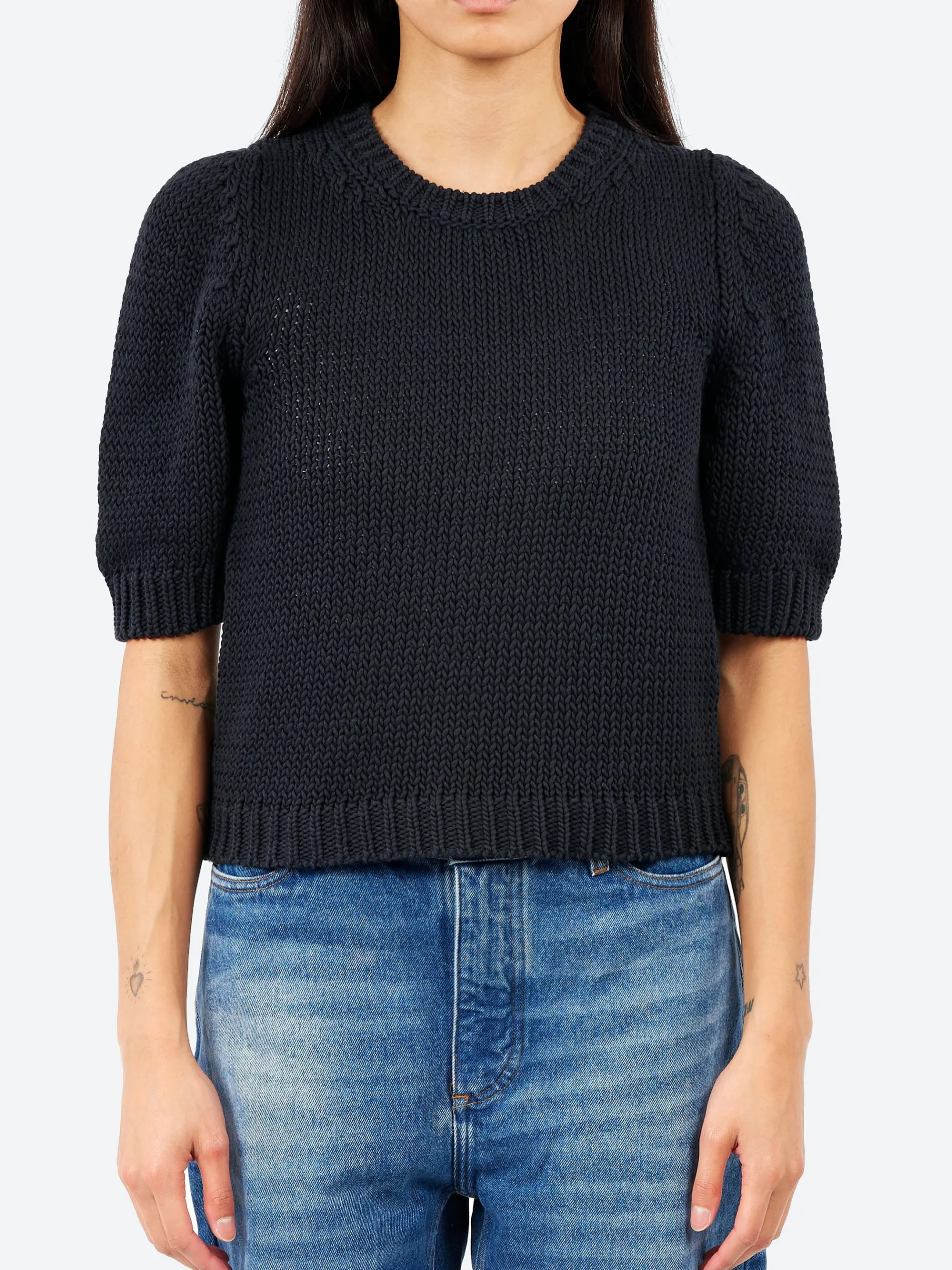 MJ Watson - 2555 Short Sleeve Sweater in Black