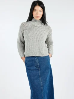 MJ Watson - Chunky Cashmere Blend Turtleneck in Light Grey