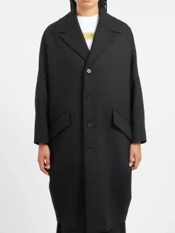 MM6 - Wool Gabardine Coat in Black