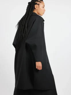 MM6 - Wool Gabardine Coat in Black