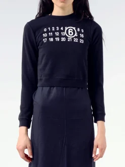 MM6 Maison Margiela - Logo Cropped Sweatshirt in Black