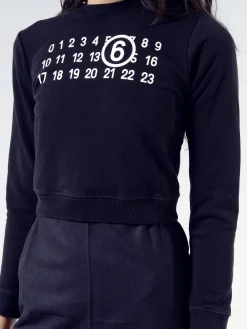 MM6 Maison Margiela - Logo Cropped Sweatshirt in Black
