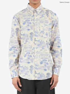 Naked and Famous - Linen Cats Easy Shirt in Blue
