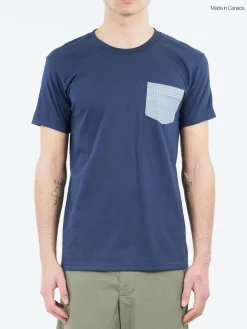 Naked and Famous - Pocket Tee in Navy and Pale Blue