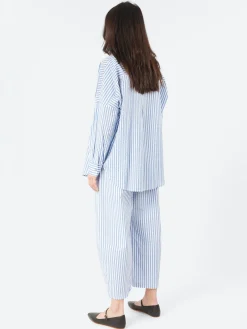 Neirami - Over V-Neck Blouse in Riga Sky