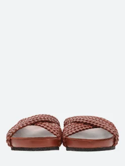 Pantanetti - 17075C Cross Strap Slide in Brown Red Yen