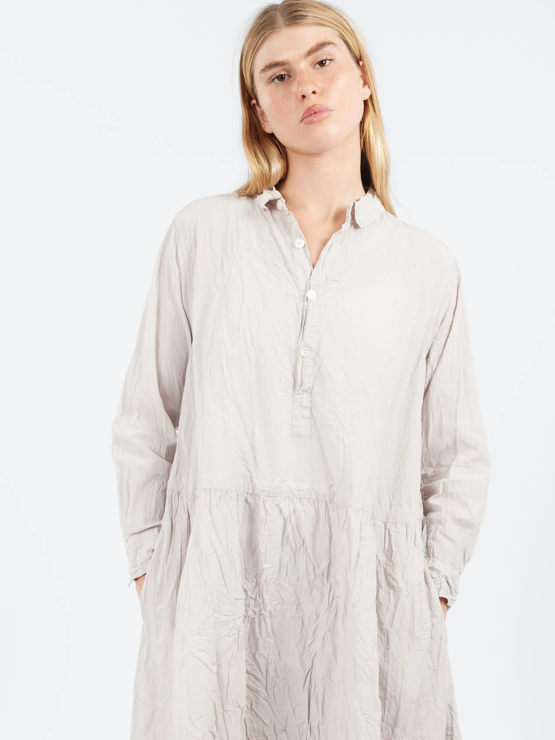 Pas de Calais - Classic Crinkle Dress in Grey