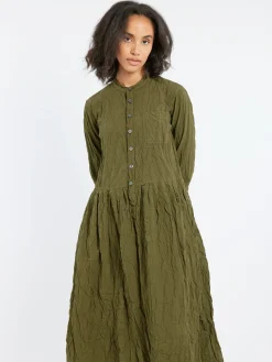 Pas de Calais - Classic Crinkle Dress in Khaki