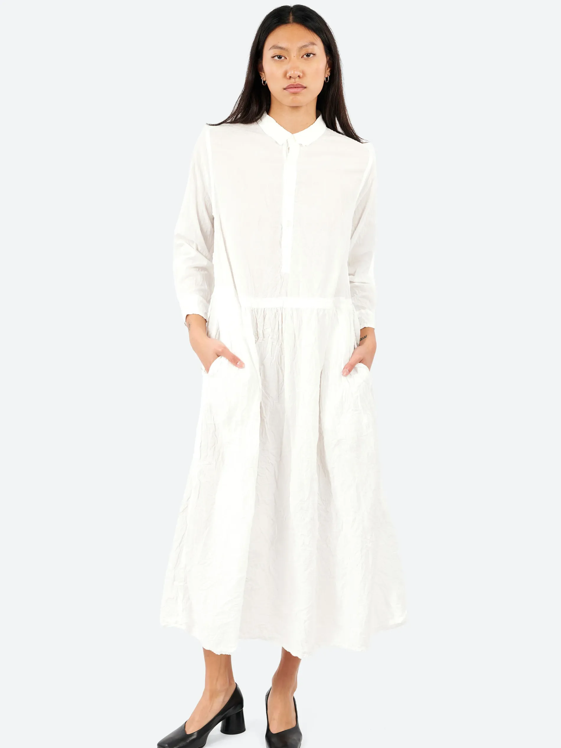 Pas de Calais - Classic Crinkle Dress in White