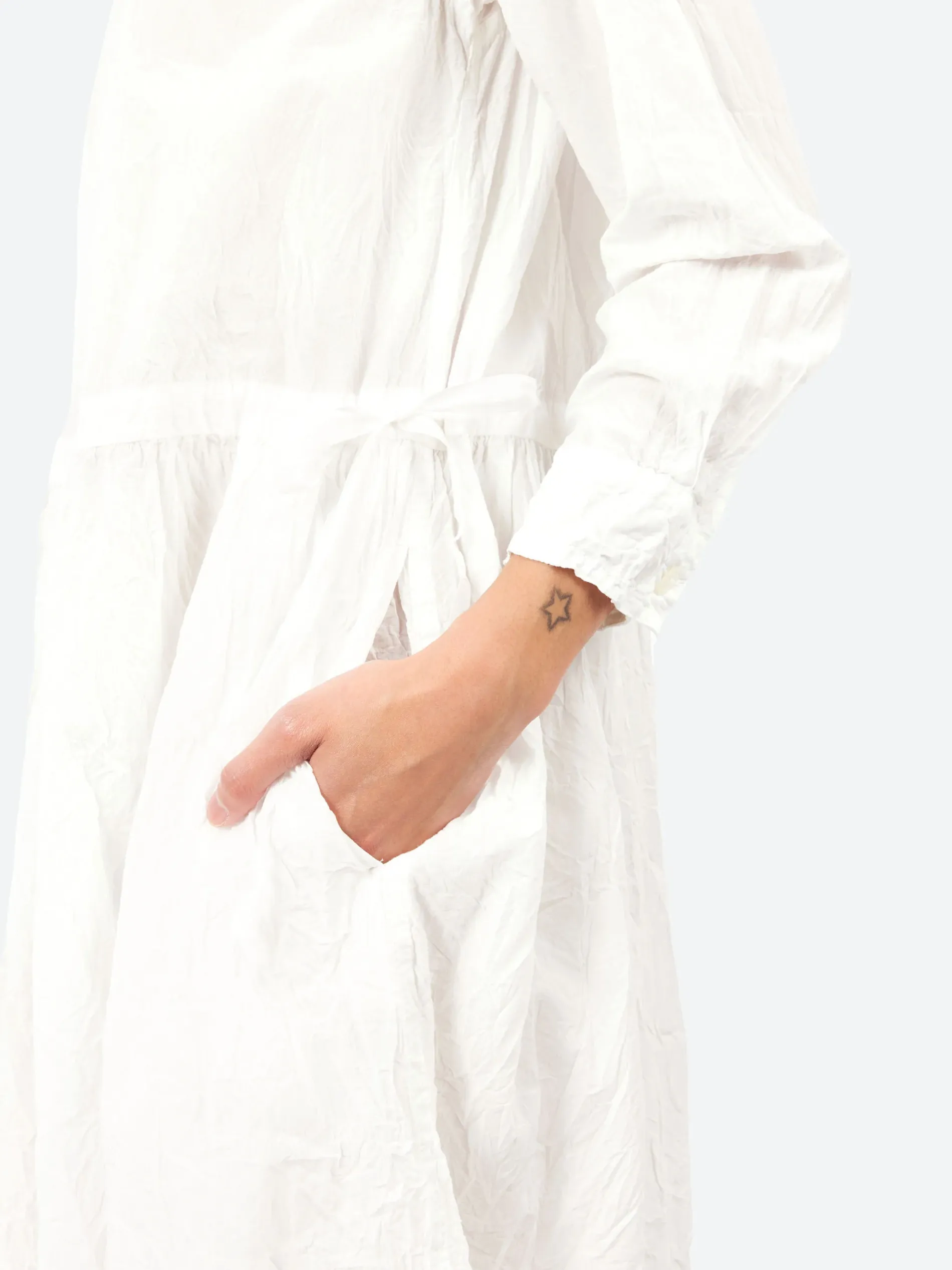 Pas de Calais - Classic Crinkle Dress in White