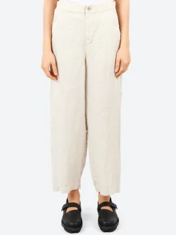 Pas de Calais - Linen Twill Wide Pants in Light Grey