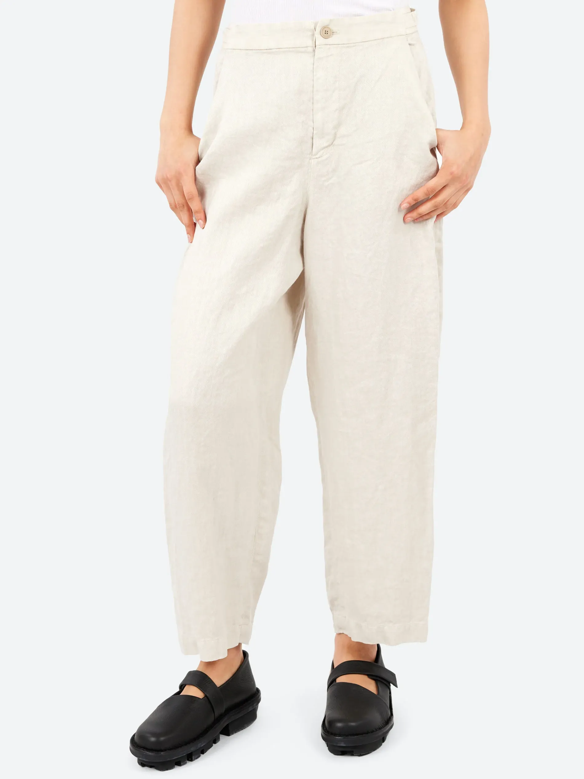 Pas de Calais - Linen Twill Wide Pants in Light Grey