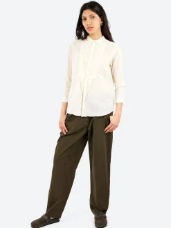 Pas de Calais - Random Pintuck Blouse in Natural
