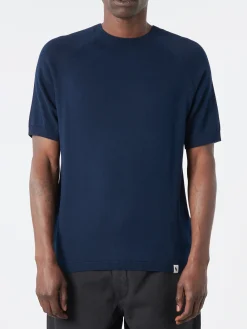 Peregrine - Knitted T-Shirt in Navy