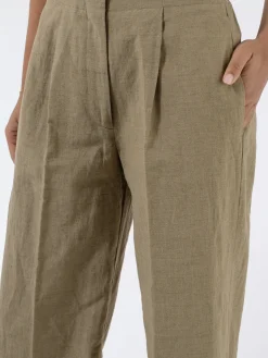 Pomandere - 7183 Trousers with Slightly Wide Legged-Cut and Pleats in Dove Grey