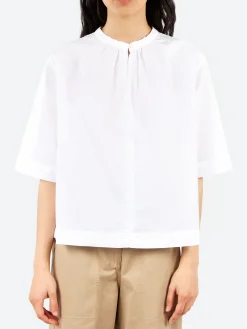 Pomandere - Cotton Poplin Blouse in Optical White