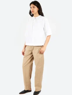 Pomandere - Cotton Poplin Blouse in Optical White
