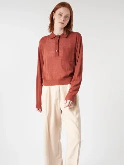 Pomandere - Knitted Polo in Brick