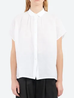 Pomandere - Short Sleeve Button-Up in Optical White