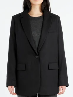Pomandere - Single-Breasted Jacket in Black Wool-Blend Flannel