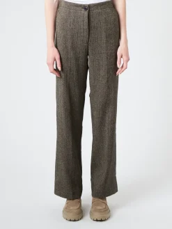 Pomandere - Wide Leg Trousers in Black Herringbone