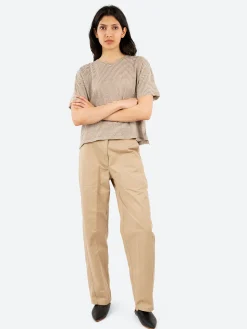 Pomandère - Striped Jersey T-Shirt in Hazelnut