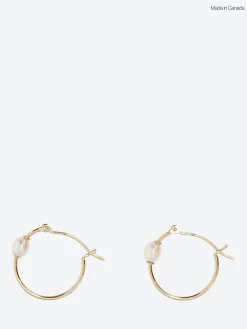 Poppy Finch - Keshi Pearl Small Hoop Earrings in Gold