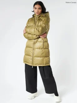 Quartz Co. - Lucia Hooded Down Puffer Jacket in Khaki