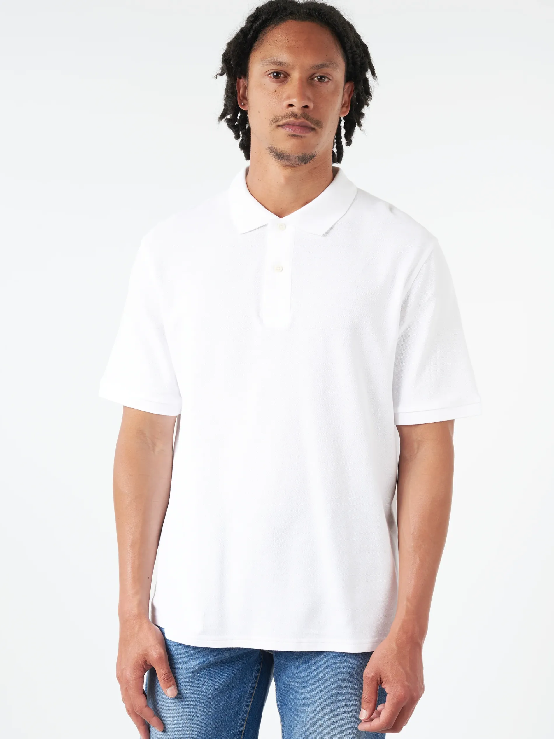 Reigning Champ - Pique Polo in White