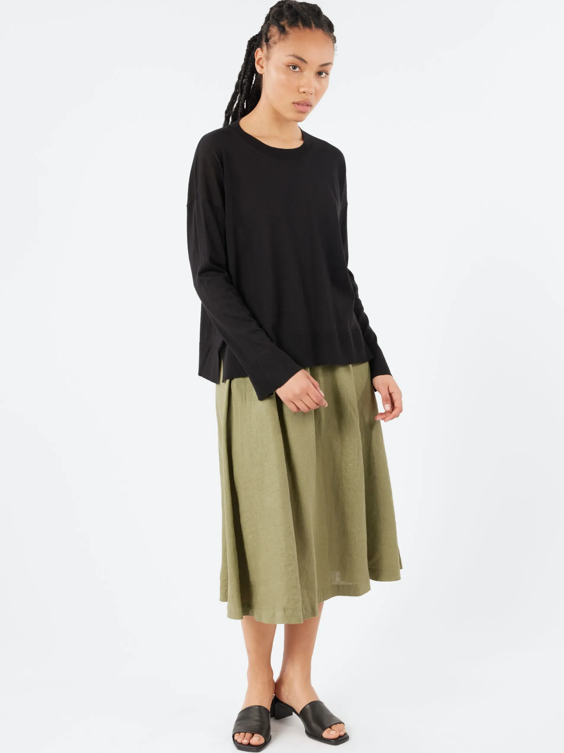 Roberto Collina - Long Sleeve Crewneck in Nero