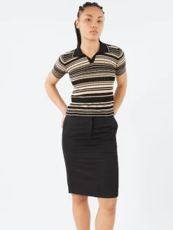 Roberto Collina - Multi-Striped Polo in Nero and Cammello