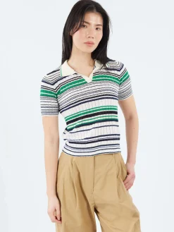 Roberto Collina - Multi-Striped Polo in Smeraldo