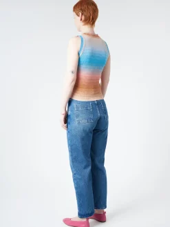 Roberto Collina - Striped Tank Top in Nude (Blue, Pink, and Tan Gradient)