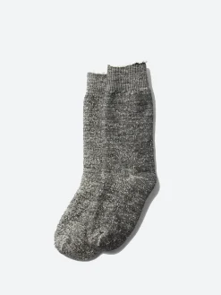 ROTOTO - Double Faced Crew Sock in Charcoal