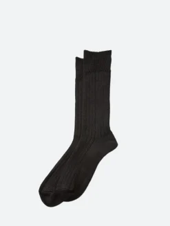 ROTOTO - Linen Cotton Crew Sock in Black