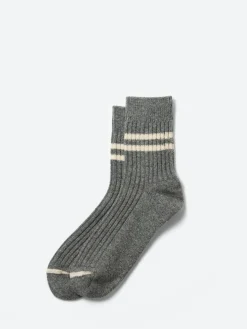 ROTOTO - Merino Lambswool Stripe Socks in Gray