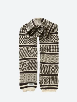 ROTOTO - Multi Jacquard Sock Stole in Ivory/Black