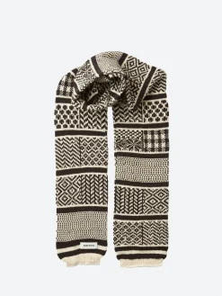 ROTOTO - Multi Jacquard Sock Stole in Ivory/Black