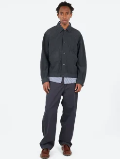 Sage de Cret - Cotton Chino Cloth Baggy Pants in Navy