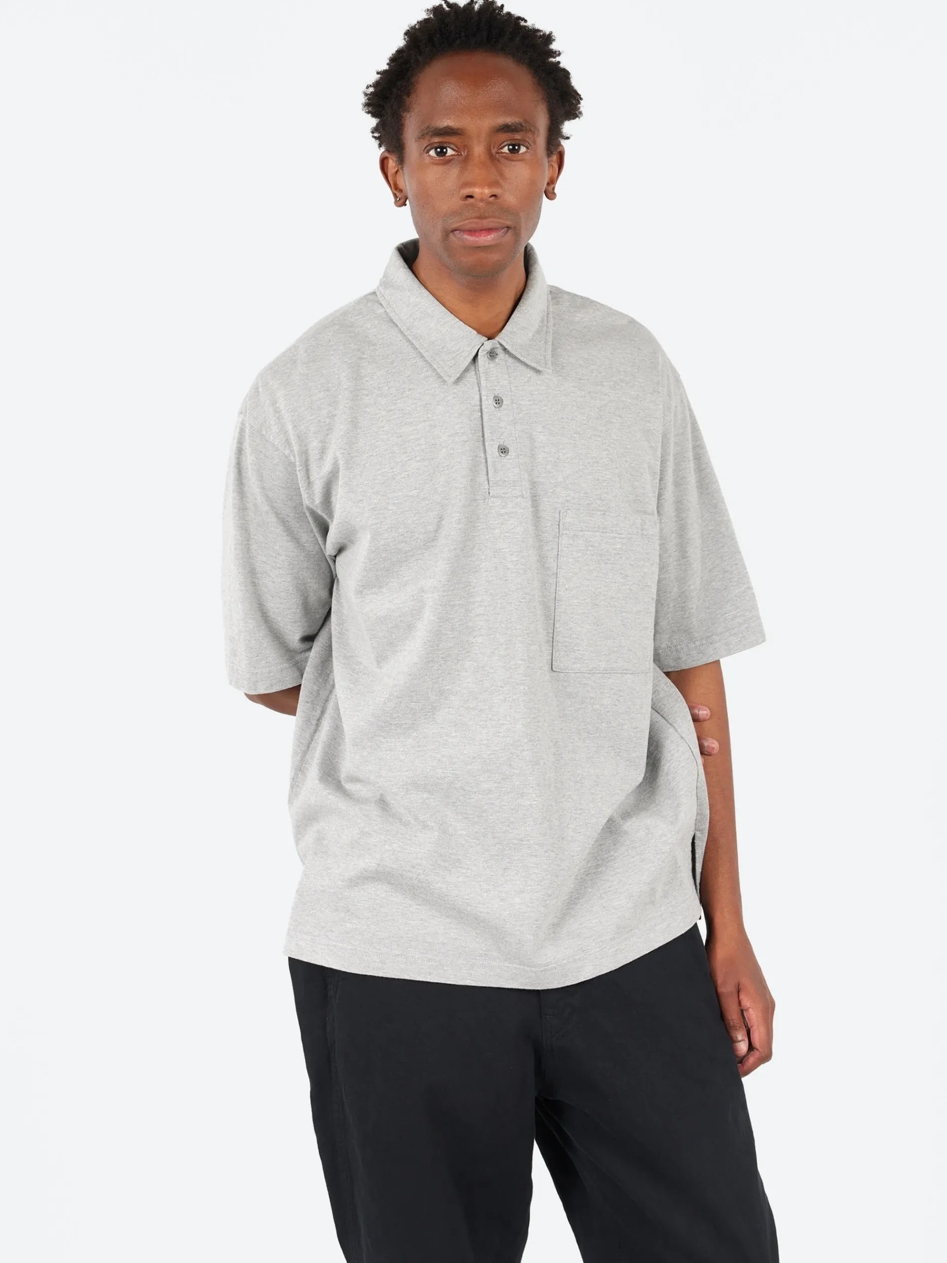 Sage de Cret - Max Weight Jersey Short Sleeve Polo Shirt in Medium Gray