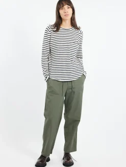Sarahwear - Cotton Herringbone Soft Tapered Pants in Khaki