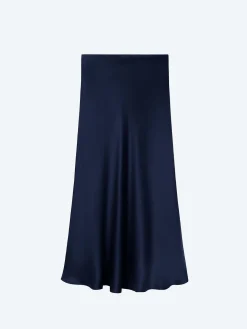 SILK LAUNDRY - Long Bias Cut Skirt in Midnight