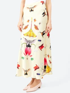Silk Laundry - Long Bias Cut Skirt in Insects