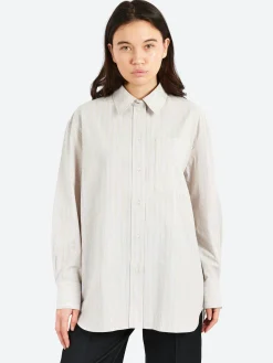 Soeur - Carlotta Shirt in Gris Clair and Ecru