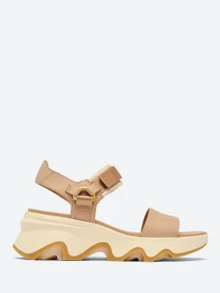 SOREL - Kinetic Impact Y-Strap High Wedge Sandal in Honest Beige and Honey White