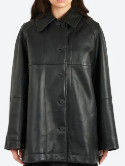 Studio Nicholson - Ridger Leather Coat in Black